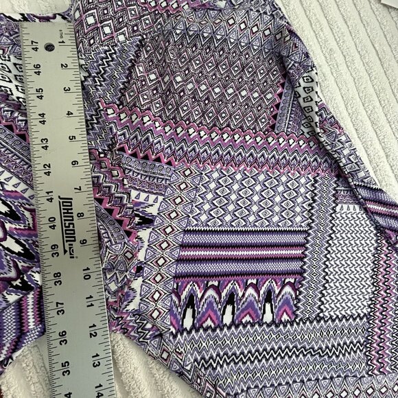 D&Co. Beach Womens Purple Geometric Print Wide-Leg Pants LP Lightweight Stretch - Picture 8 of 10